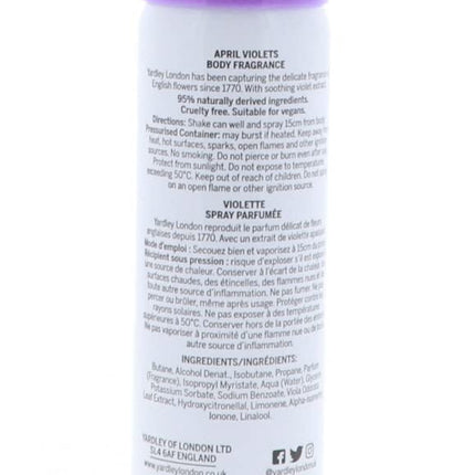 YARDLEY APRIL VIOLETS BODY SPRAY 2.6 OZ UNISEX by Yardley 75ml - The Essence Avenue