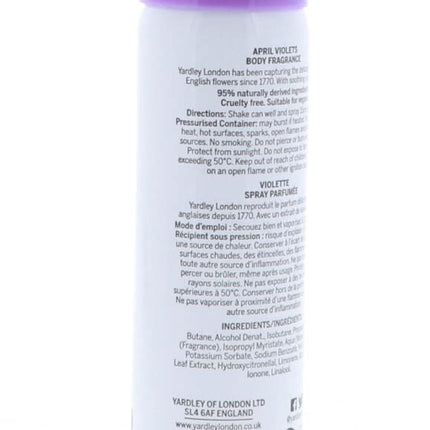 YARDLEY APRIL VIOLETS BODY SPRAY 2.6 OZ UNISEX by Yardley 75ml - The Essence Avenue