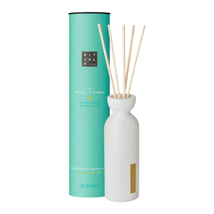 Rituals The Ritual of Karma Reed Diffuser Sticks 70ml, Holy Lotus and White Tea, box and diffuser