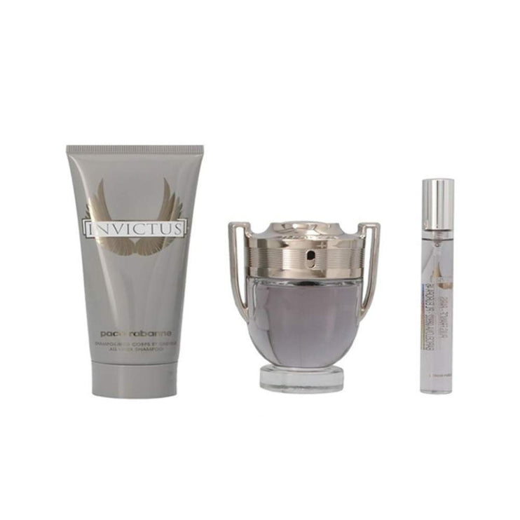 Paco Rabanne Invictus Men Set Eau de Toilette 50ml EDT Spray, 100ml Shampoo & 10ml travel spray