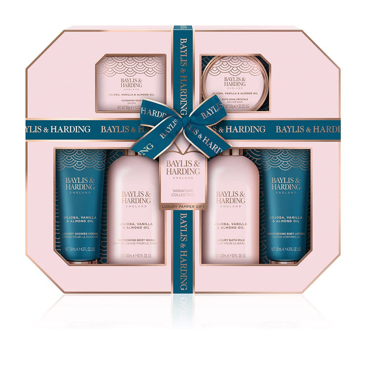 Baylis & Harding Jojoba, Vanilla & Almond Oil Signature Collection Ultimate Luxury Pamper Bathing Gift Set (Pack of 1) - Vegan Friendly