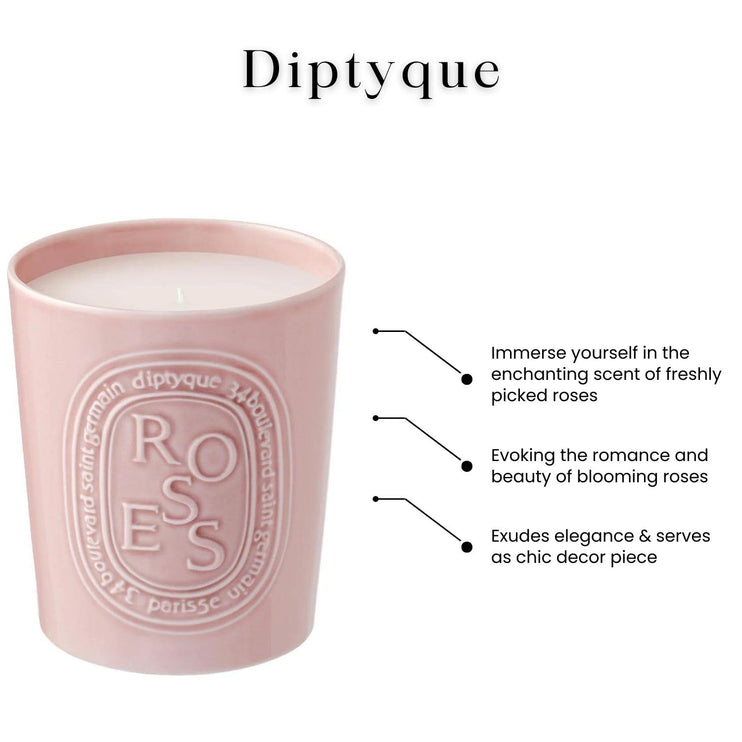 DIPTYQUE Roses Scented Candle 600 g - The Essence Avenue