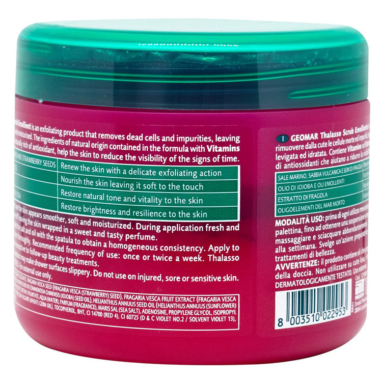 Geomar Thalasso Scrub with Sea Salt and Strawberries 600g, back of jar