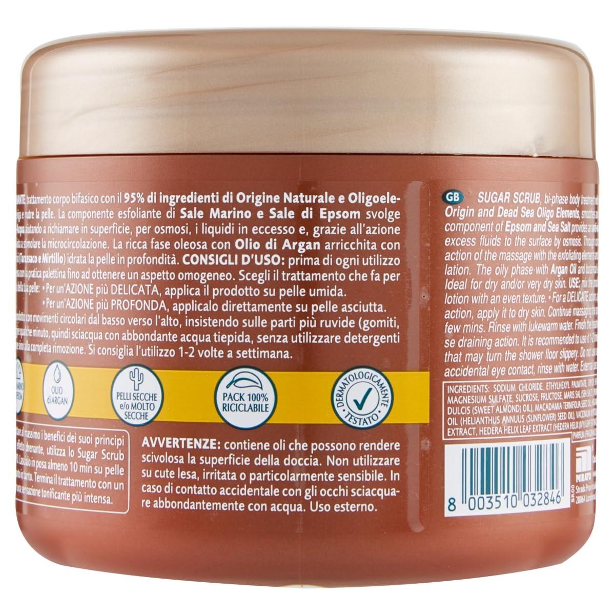 Geomar Sugar Scrub 600g, back of jar