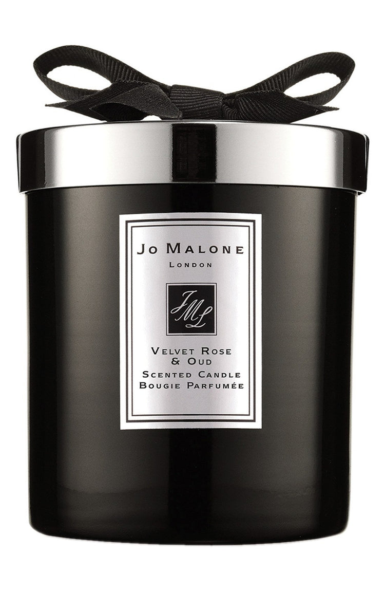 Jo Malone Velvet Rose & Oud Candle 200g, candle in glass jar with black lid