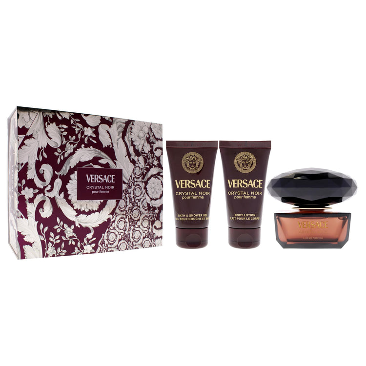 Versace Crystal Noir Eau de Parfum gift set (50ml EDP, body lotion, shower gel), gift set box, second view