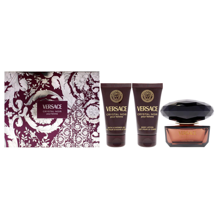 Versace Crystal Noir Eau de Parfum Gift Set, 50ml EDP, 50ml Body Lotion and 50ml Shower Gel