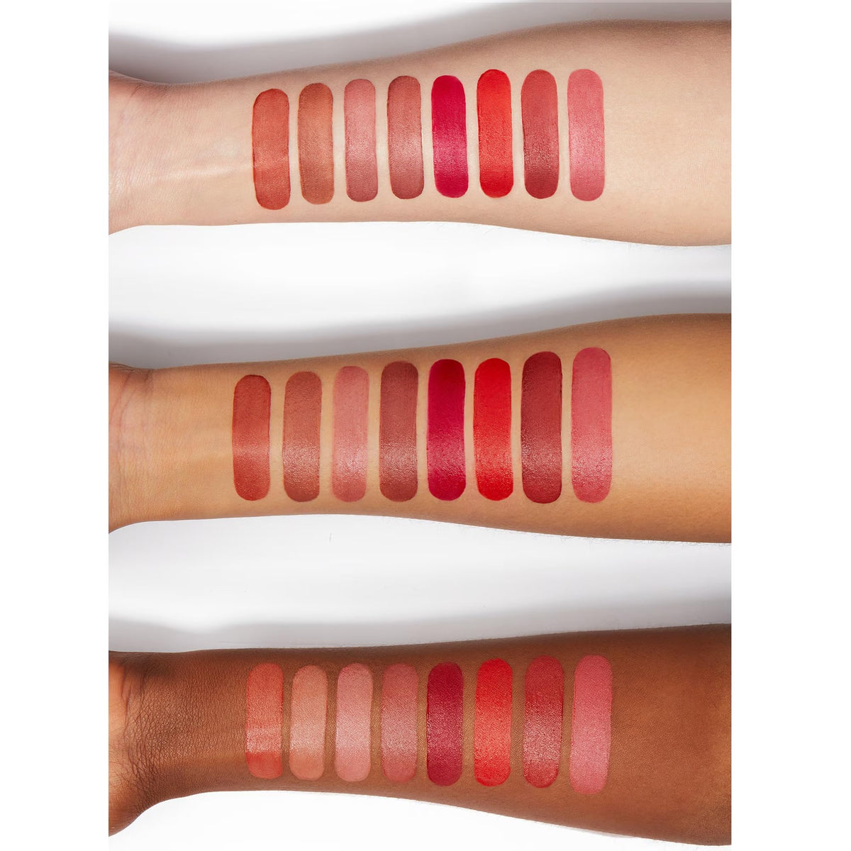 Charlotte Tilbury Airbrush Flawless Lip Blur, Pillow Talk Blur, shade swatches on arms
