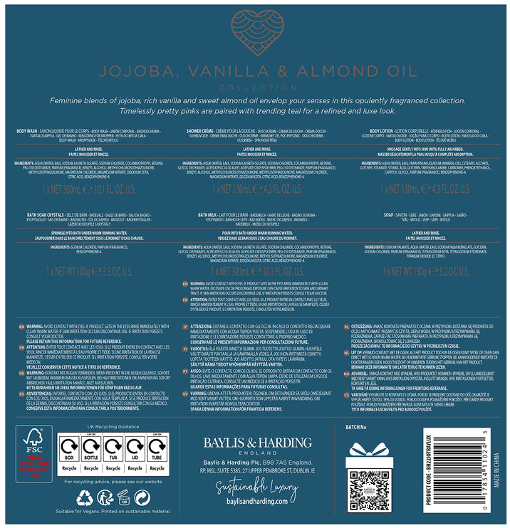 Baylis & Harding Jojoba, Vanilla & Almond Oil Signature Collection Ultimate Luxury Pamper Bathing Gift Set (Pack of 1) - Vegan Friendly