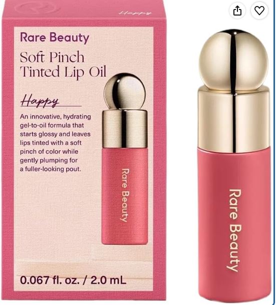 aRare Beauty Soft Pinch Tinted Lip Oil Mini 2ml, Happy, box and bottle